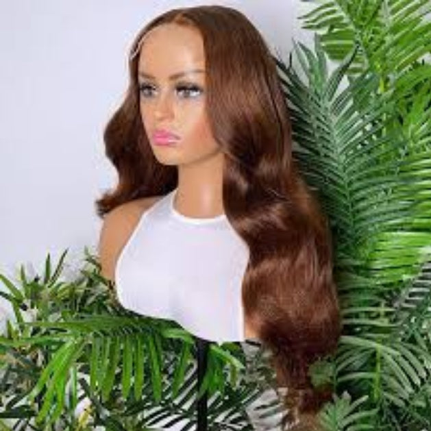 4x4 Lace Human Hair Wig Chocolate Brown Body Wave, Density