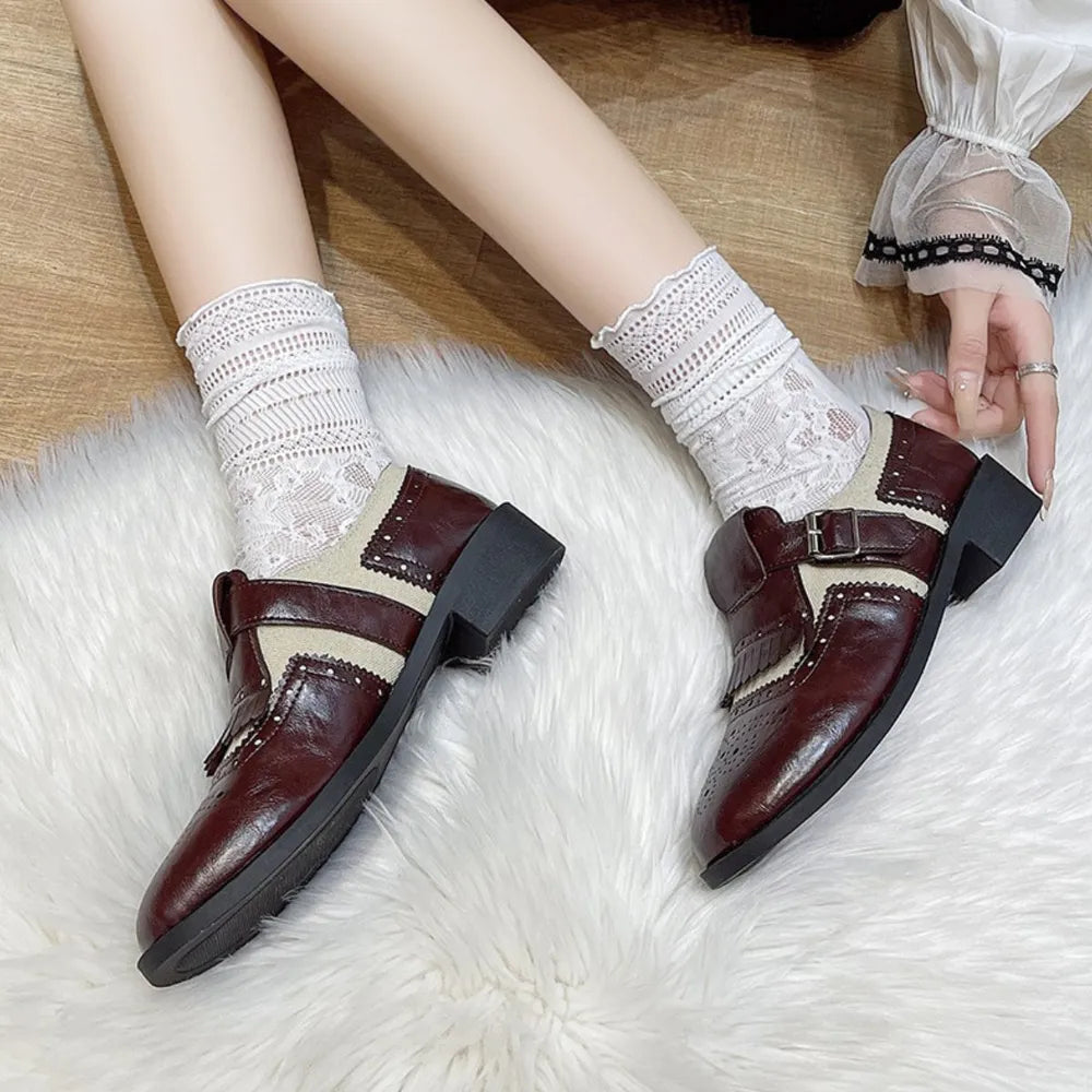 Round Toe Block Heels Loafers