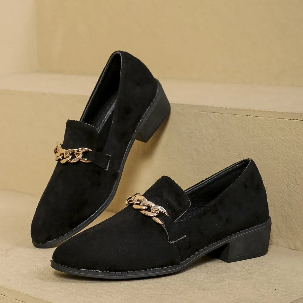 Point Toe Block Heel Loafers