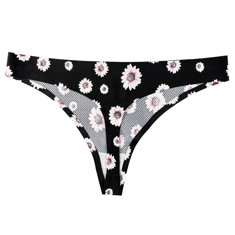Printed Breathable One Piece Low Waist Thong Women