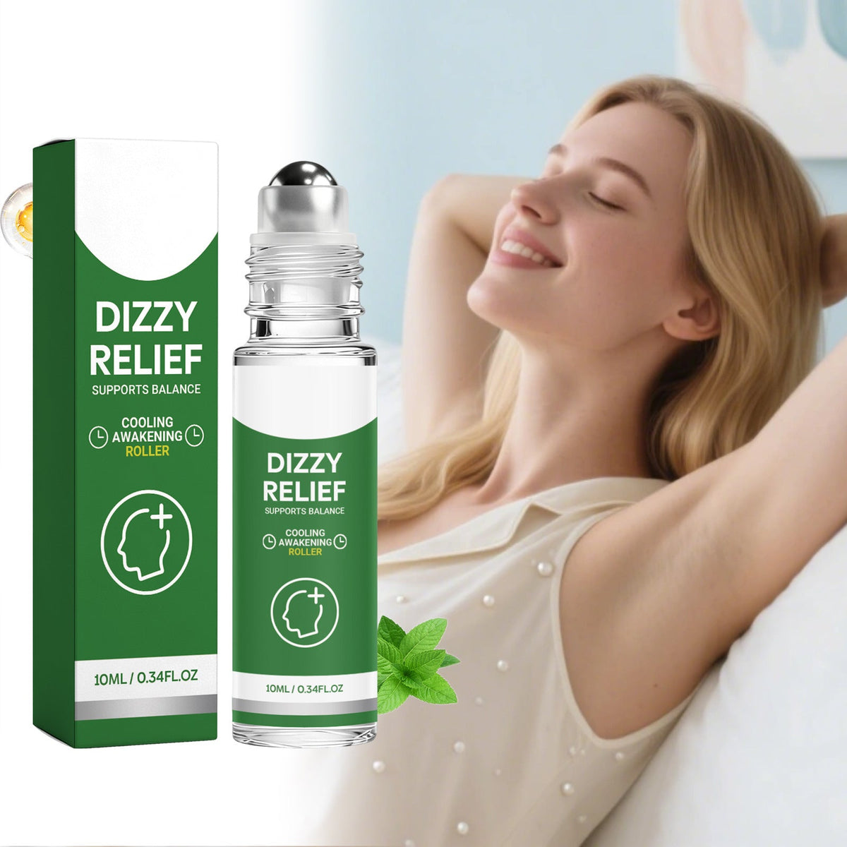 Dizzy Relief Cooling Mint Roll On Serum, Portable 10ml Soothing Discomfort Massage Roller Oil For Daily Care