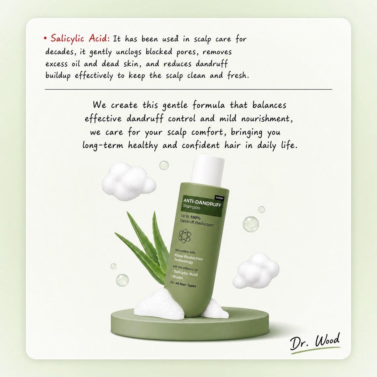 Salicylic Acid Anti-Dandruff Shampoo,  Oil Control Clarifying Shampoo For Deep Scalp Cleaning, Gentle Hair Care For Daily Use