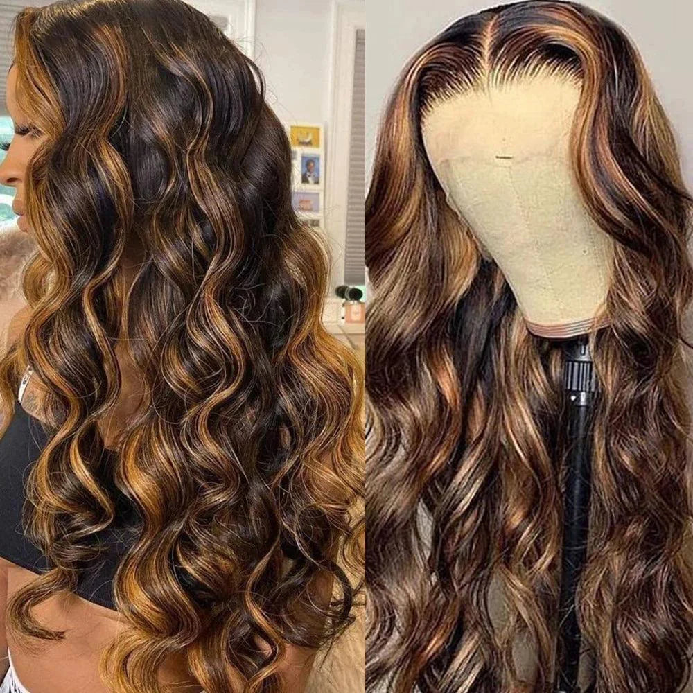 13x4 Lace Front Body Wave Human Hair Wig P4 27, Density