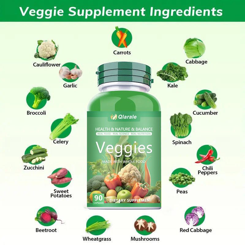 Whole Food Fruits And Veggies Supplement, 30 Servings 90 Capsules Daily 3 Caps 5 Servings Of Fresh Produce