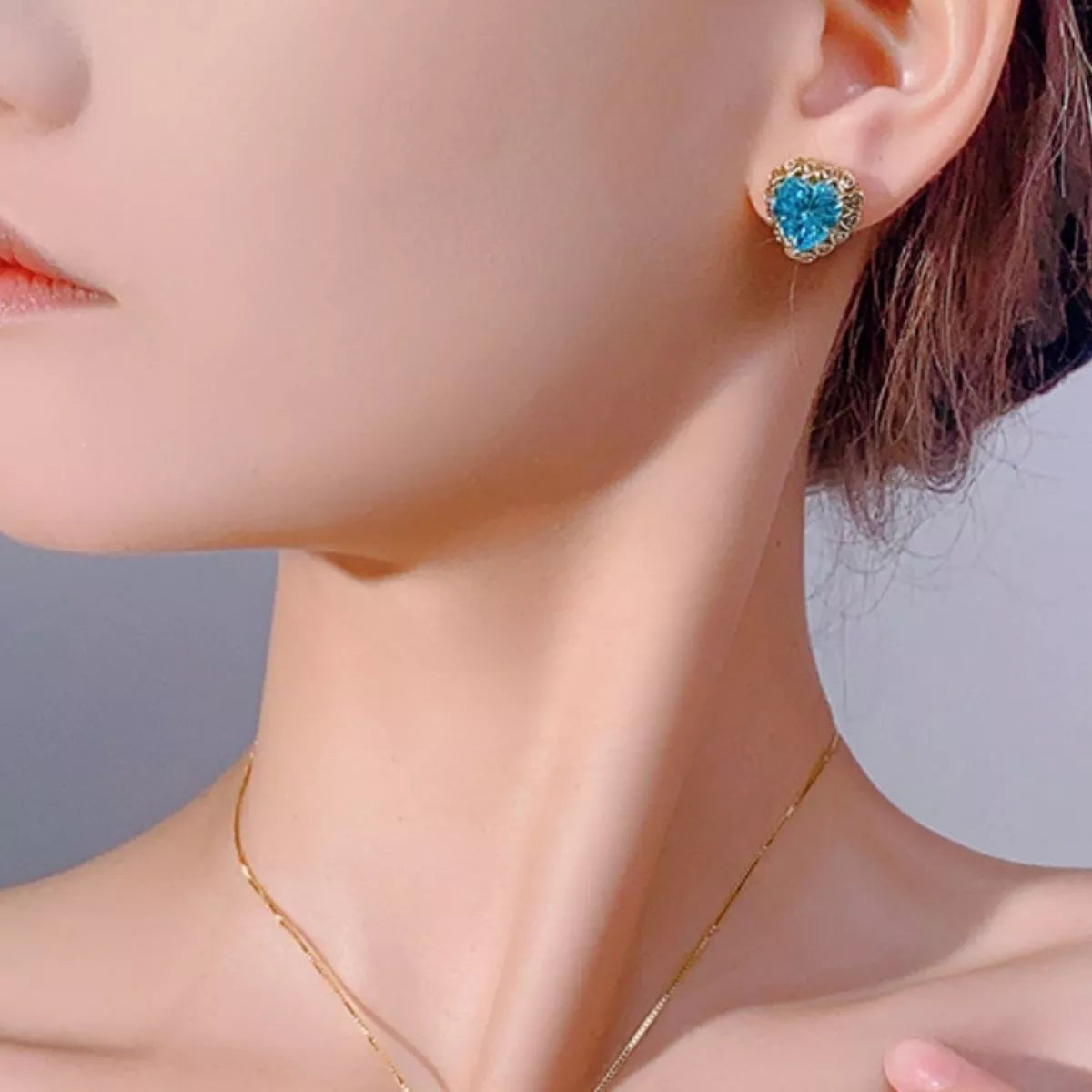 Heart-Shaped Stud Earrings