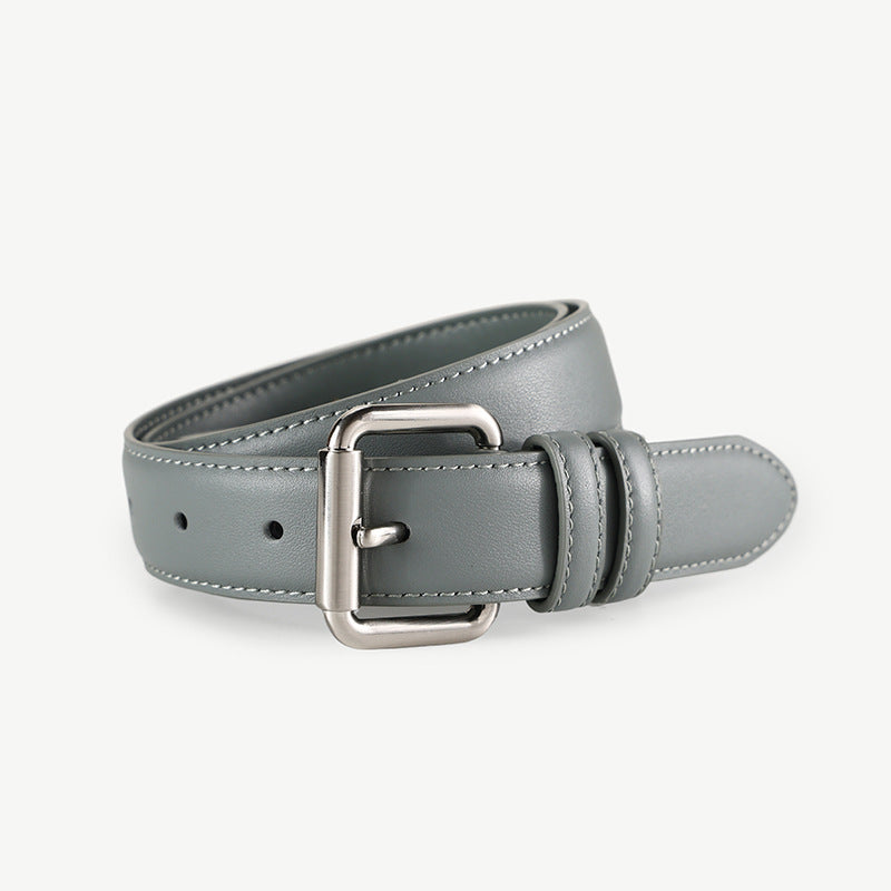 Classic Leather Belt with Buckle
