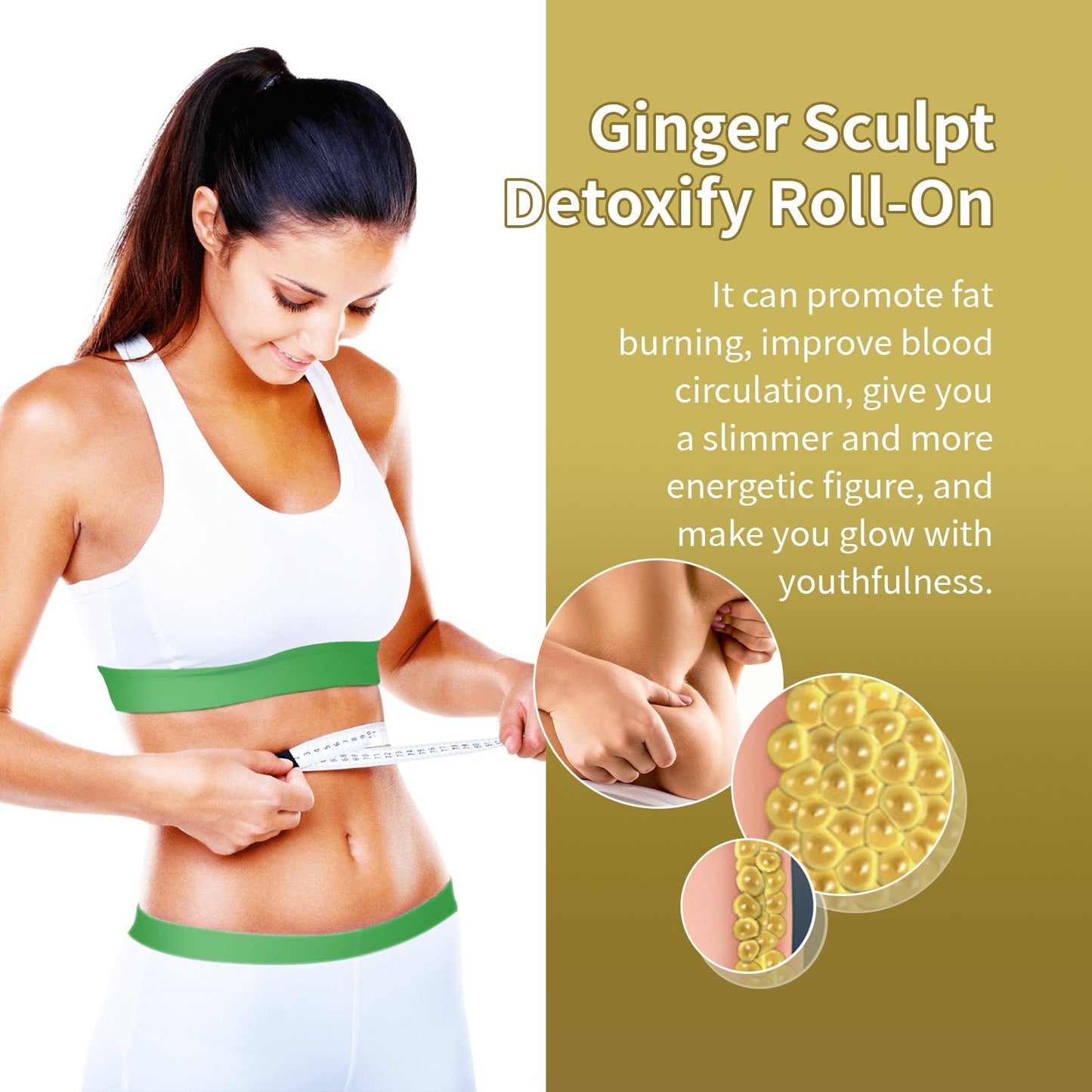 OUHOE Ginger Sculpt Detoxify Roll-On, Ball Body Massage Moisturizing Beauty Care Firming Body Contour Beauty Ball