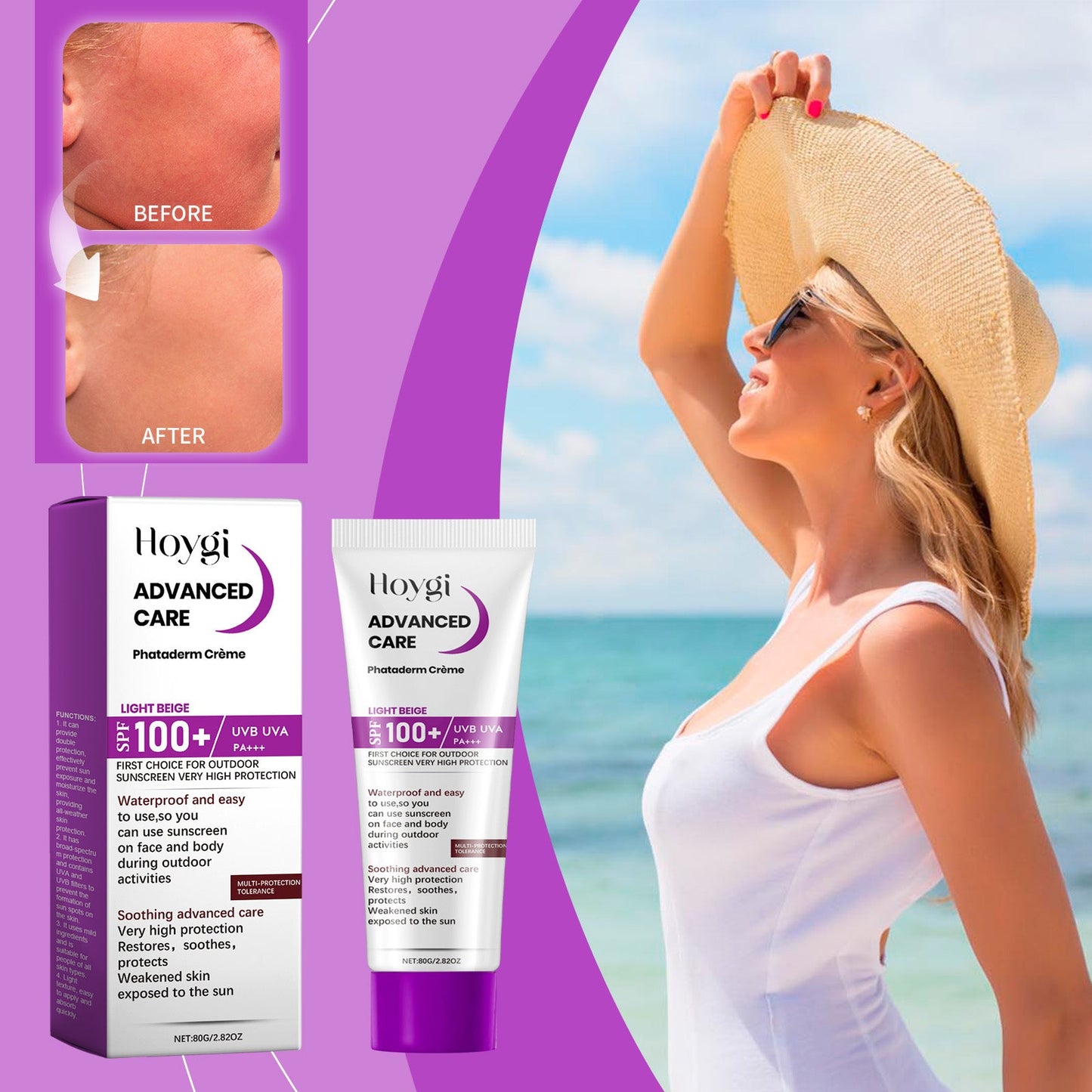 Hoygi The Moisturizing Protective Cream Is Hydrating, Refreshing, Breathable And Provides Protection Against Outdoor Ultraviolet Rays After Sun Exposure