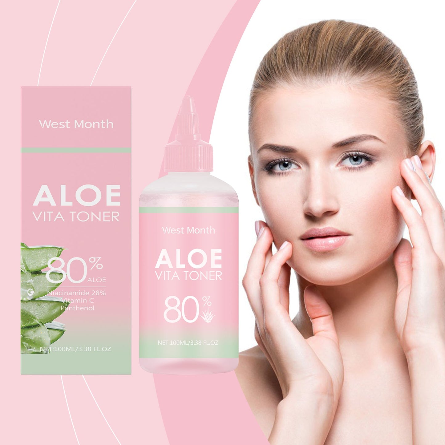 West&Month Aloe Vera Moisturizing Water, Repair Facial Skin Hydrating, Moisturizing, Clear, Elastic And Improve The State
