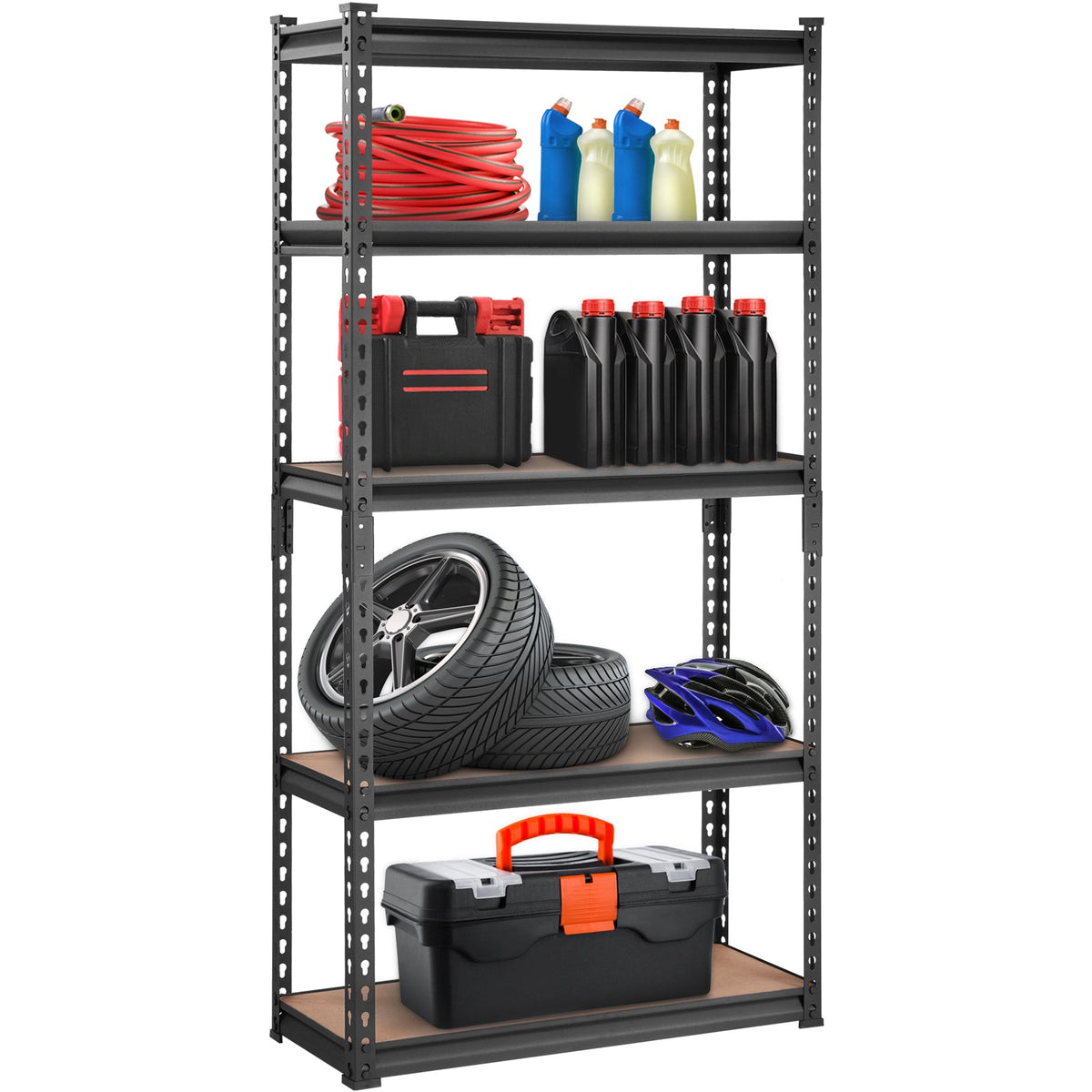 VEVOR Storage Shelving Unit, 5Tier Adjustable, 2000 Lbs Capacity, Heavy Duty Garage Shelves Metal Organizer Utility Rack, Black, 30L X 12W X 60 H For Kitchen Pantry Basement Bathroom Laundry