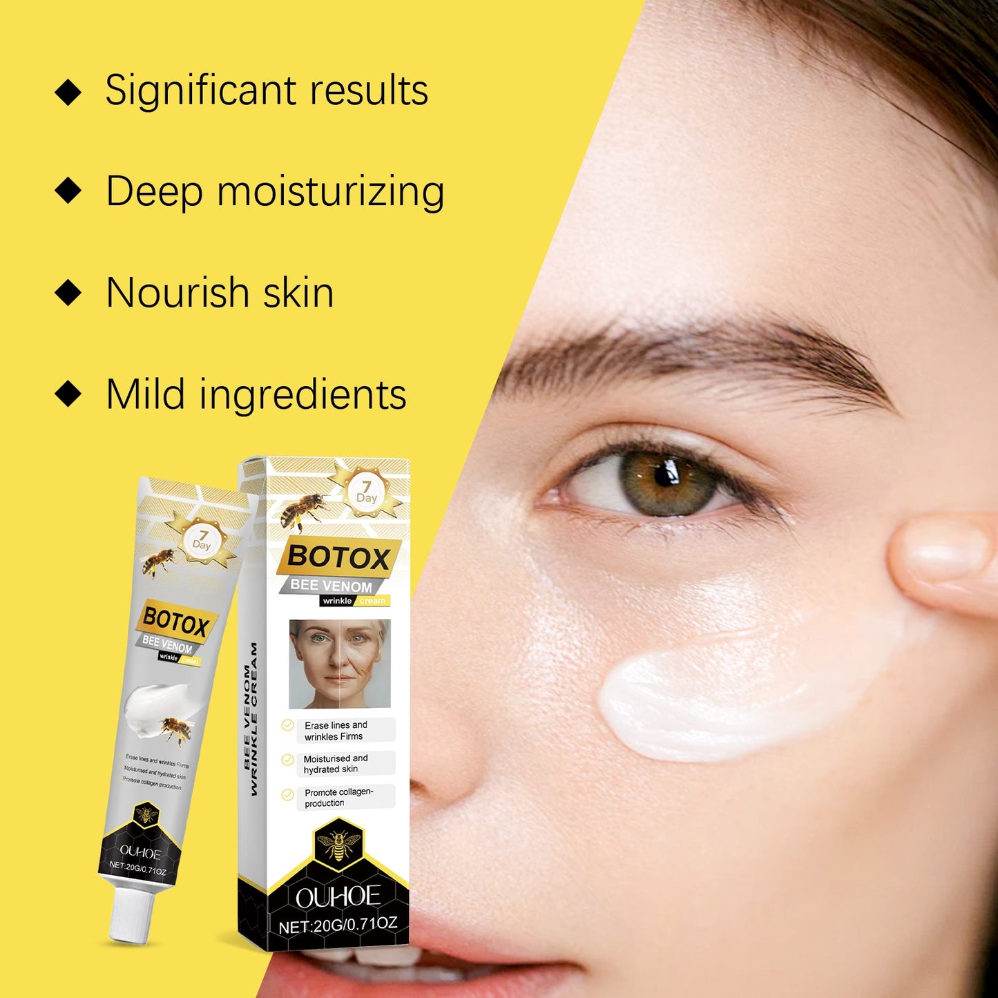 OUHOE Bee Venom Firming Cream, Moisturizes, Hydrates And Brightens The Complexion, Firming And Softening The Skin Care Moisturizing Cream