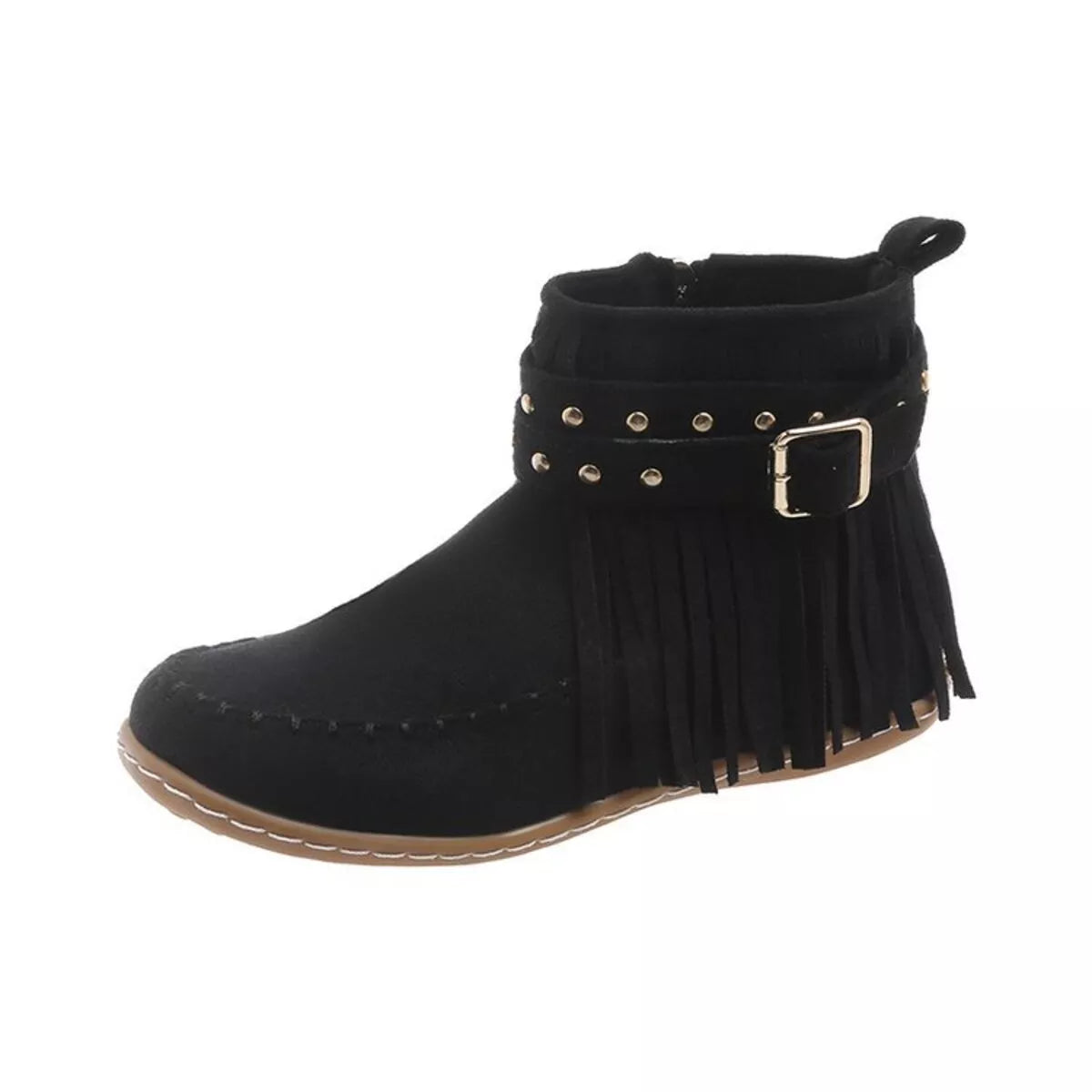 Fringe Round Toe Boots