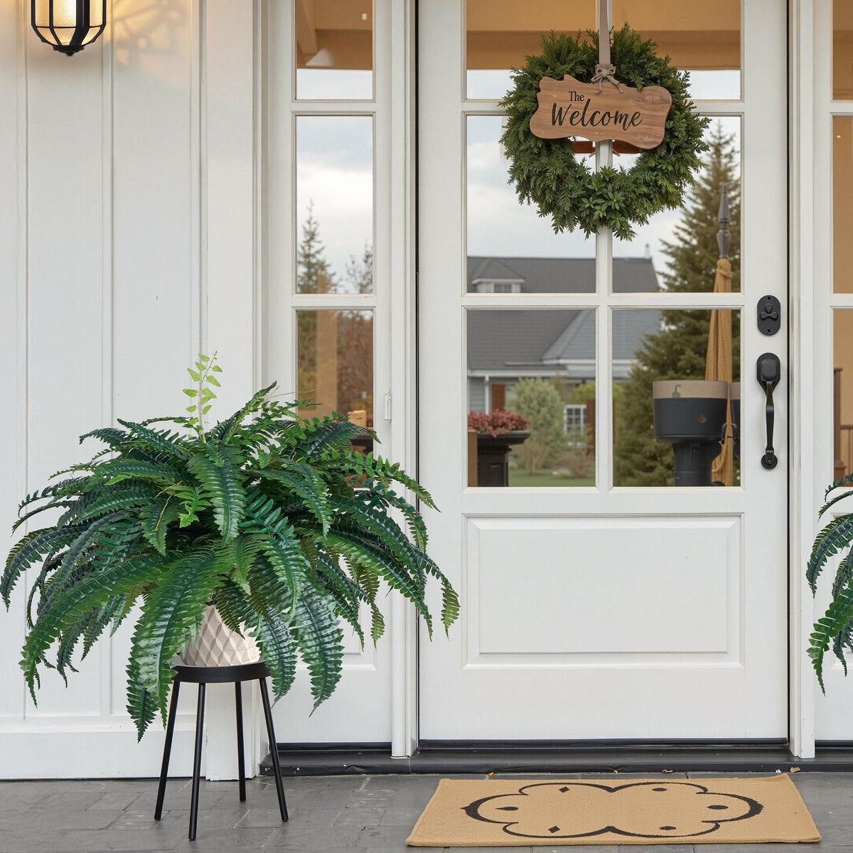 Artificial Ferns 1Pcs, 47 Inch Artificial Boston Ferns Plants, Faux Fern With 88 Branches, Artificial Plants Large For Outdoors Indoor Home, Office,Garden  Flowerpot Unincluded