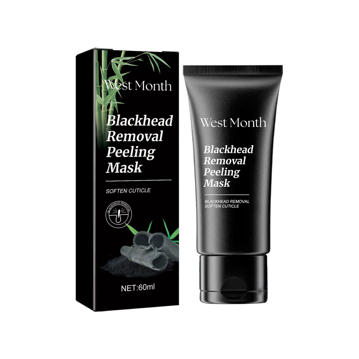 West&Month Blackhead Removal Peeling Mask Deep Cleansing Facial Mask For Blackhead Acne Pore Refining Skin Care 60ml