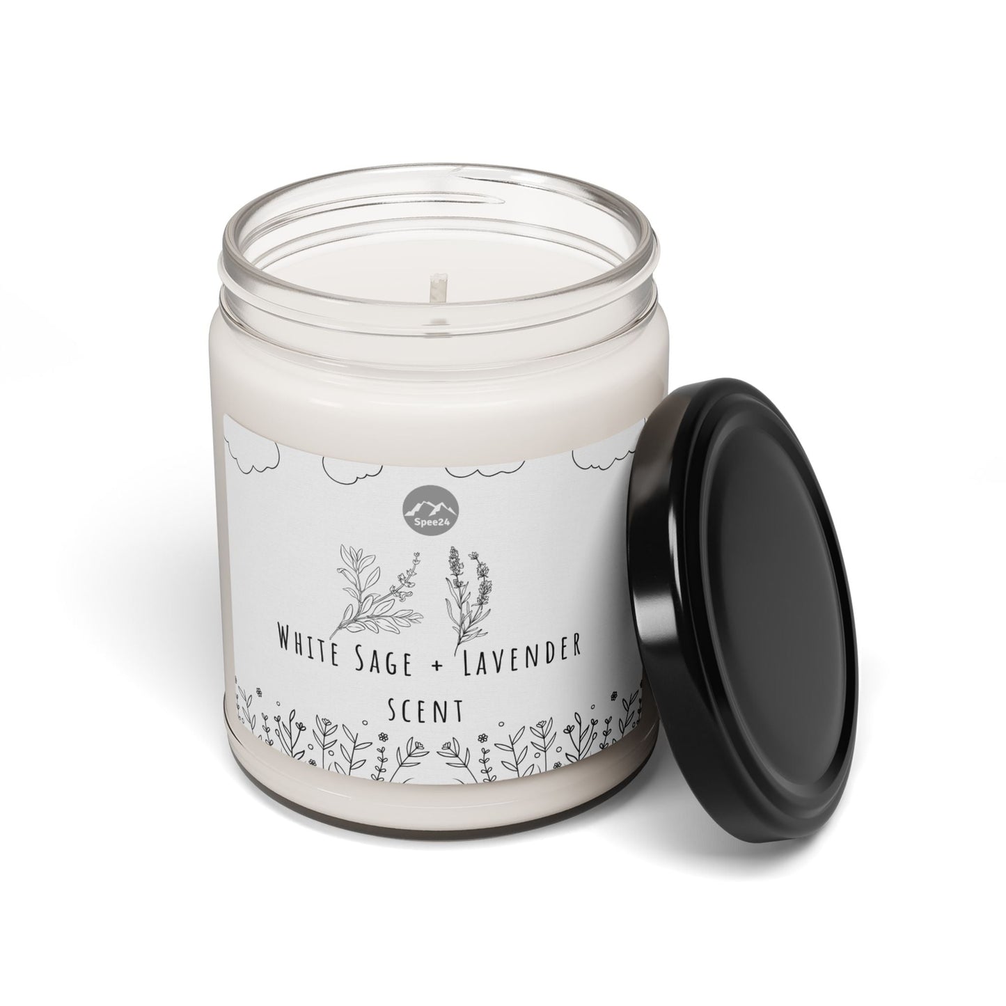 White Sage Lavender Scented Soy Candle | Calm Relaxation Gift, Aromatherapy Candle, Home Decor, Self-Care, Eco-Friendly -- 9oz