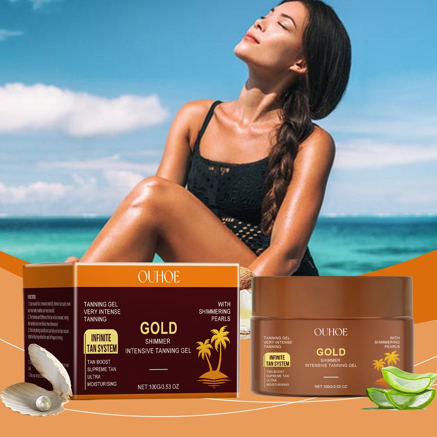 OUHOE Golden Glow Blackening Gel Gentle Moisturizing And Suntanning Wheat Skin Toning Cream For Summer Outdoor Beach