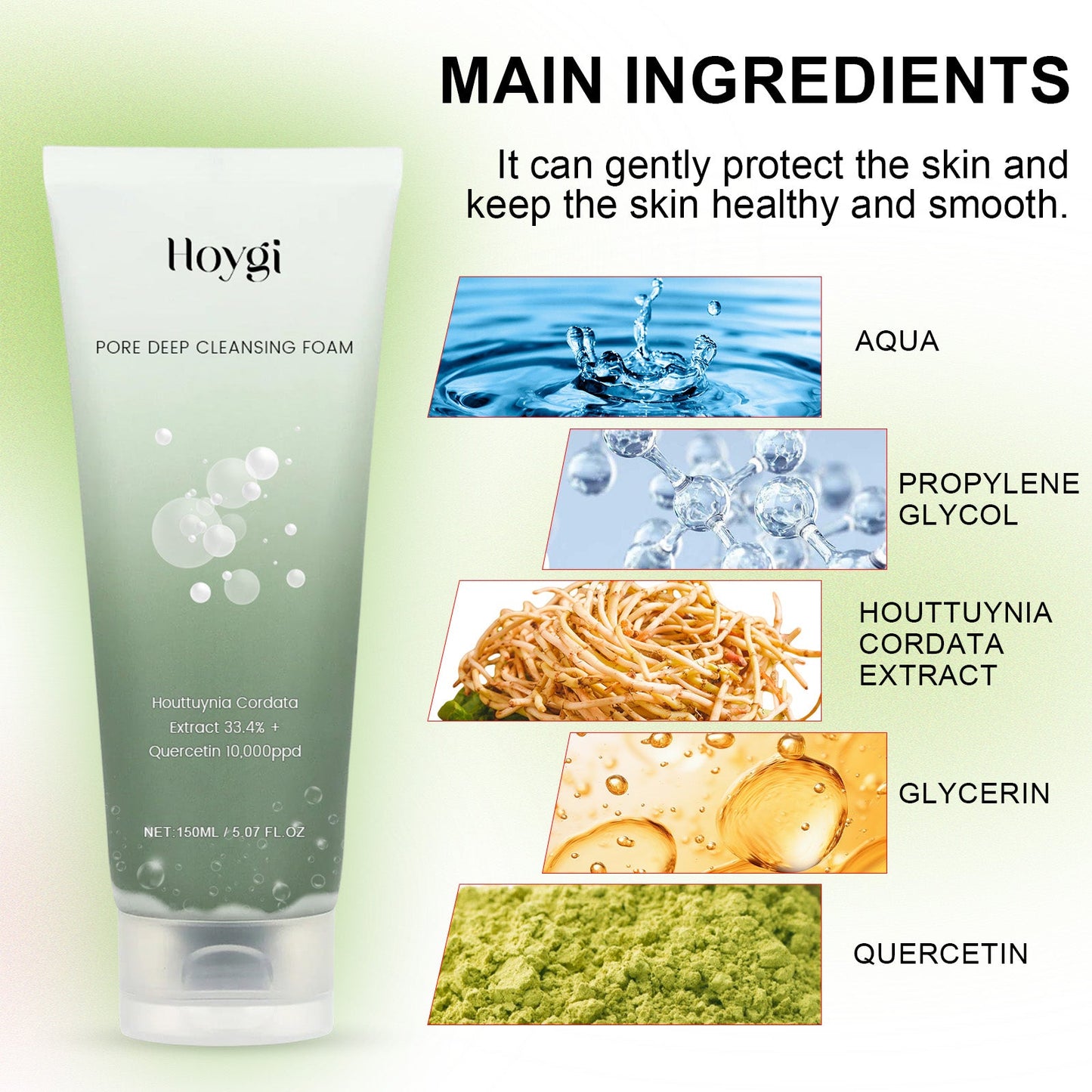 Hoygi Pore Deep Cleansing Foam, Deep Clean Facial Skin Shine Bright Moist Blain To Imprint Clear Water