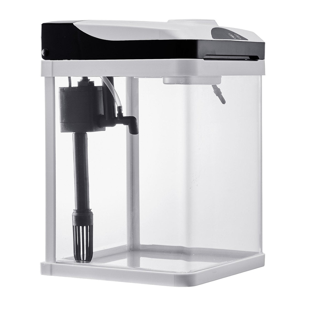 2 Gallon Fish Tank Aquarium LED Smart Square Clear Glass 7 Color Self Cleaning
