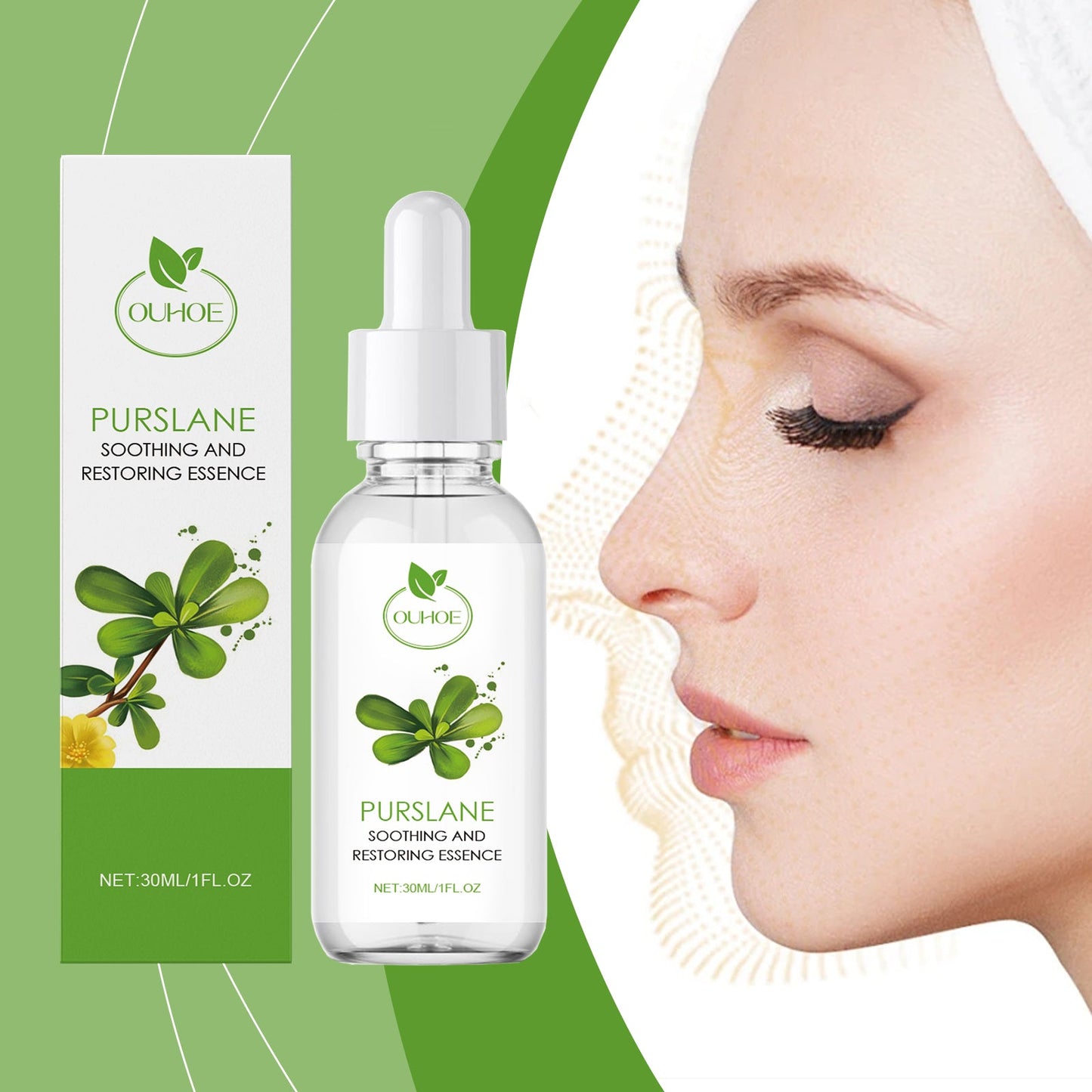 OUHOE Purslane Soothing Repair Serum, Redness Soothing Facial Hydrating Moisturizing Serum