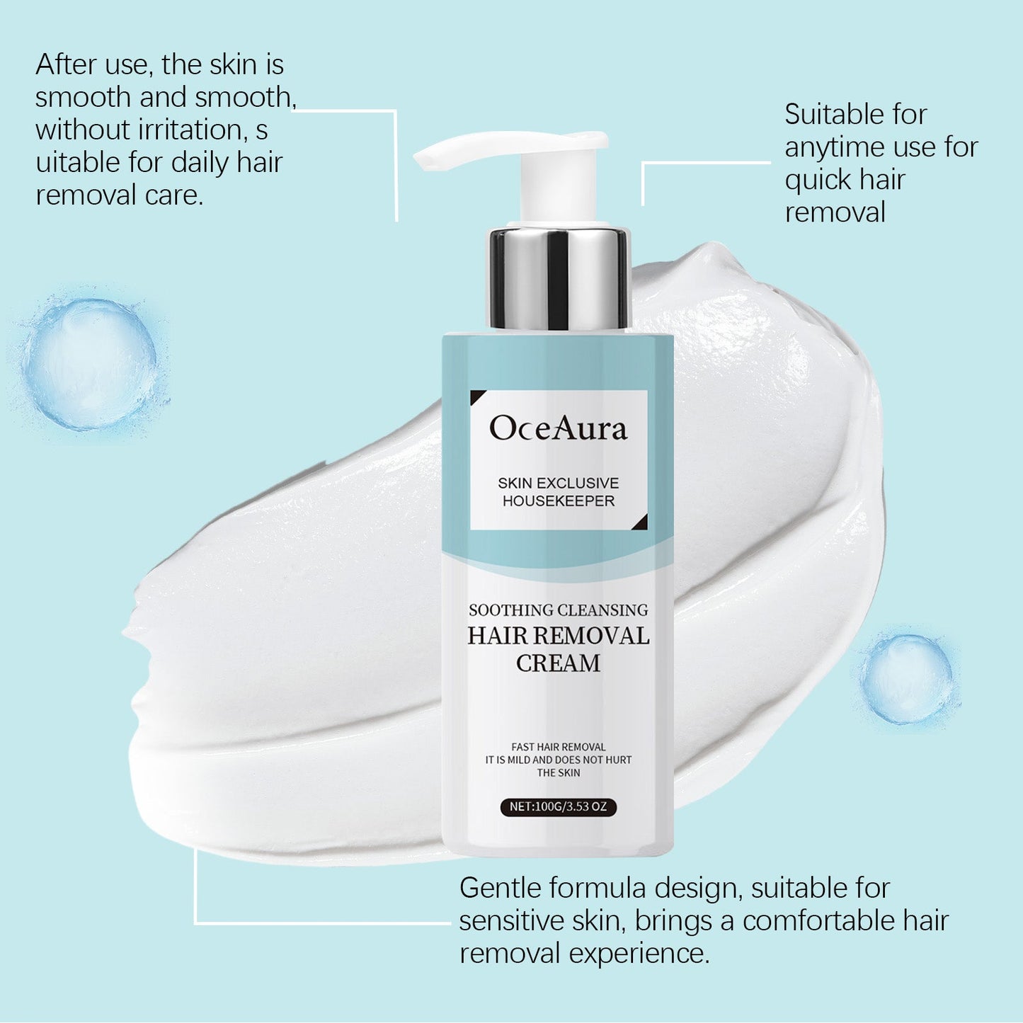 OceAura Gentle Treatment Hair Removal Cream Armpit Leg Armpit Leg Hair All Body Hair Removal Treatment Spray