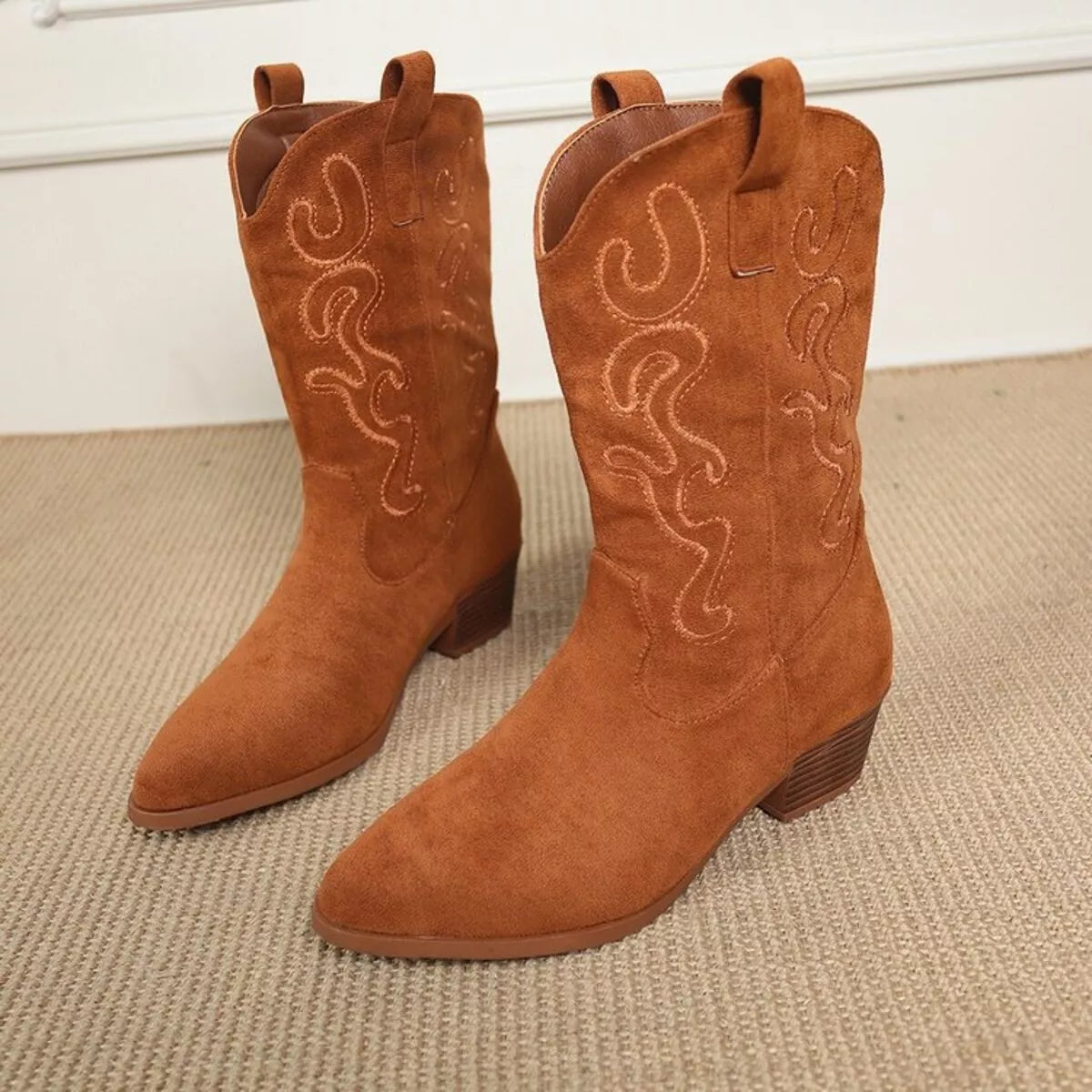 Point Toe Block Heels Boots