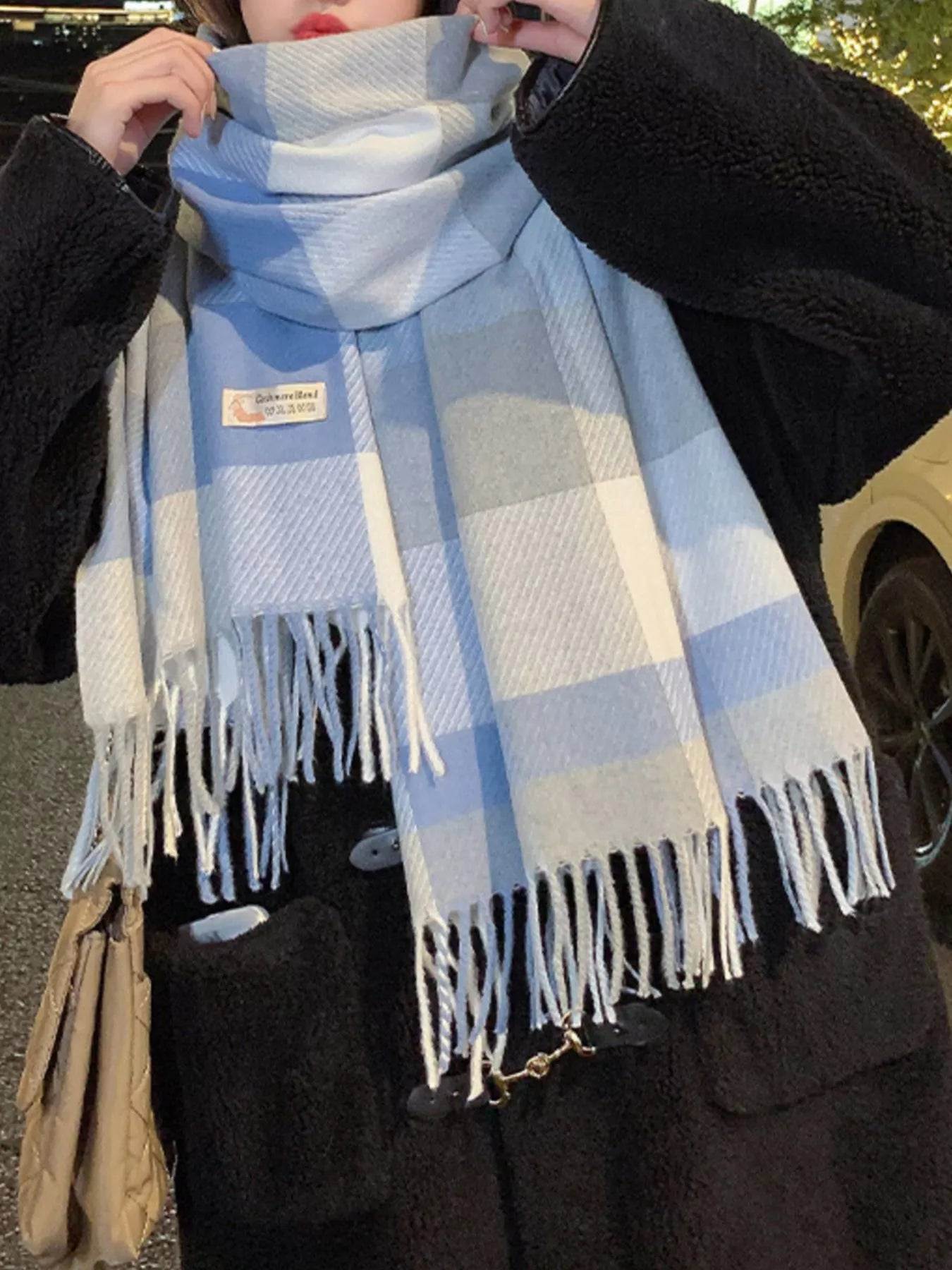 Fringe Plaid Scarf