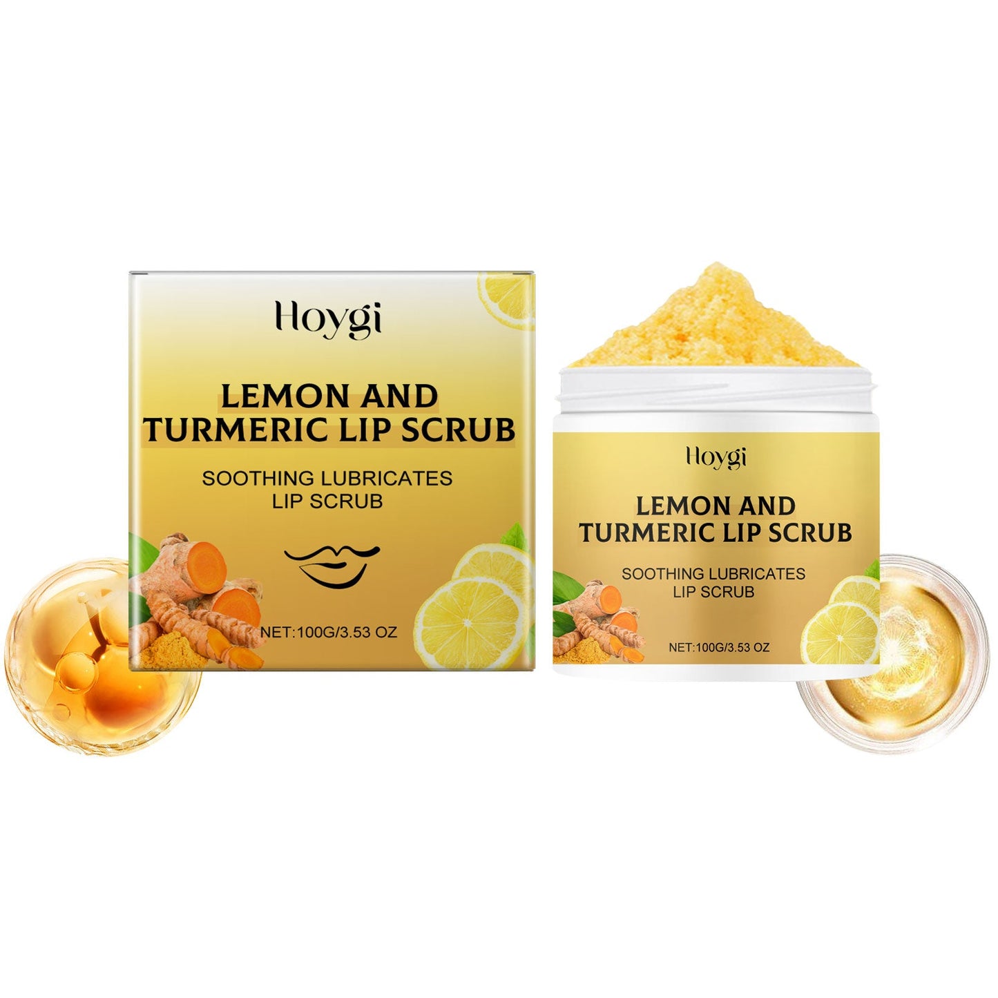 Hoygi Turmeric Lemon Lip Scrub Moisturizes Dry, Exfoliating, Hydrating And Moisturizing Lip Care Cream