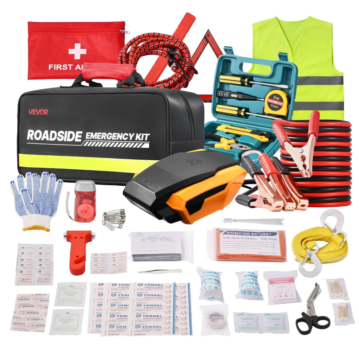 32 Pcs Car Emergency Kit With Medical Emergency First Aid Kit For Vehicles