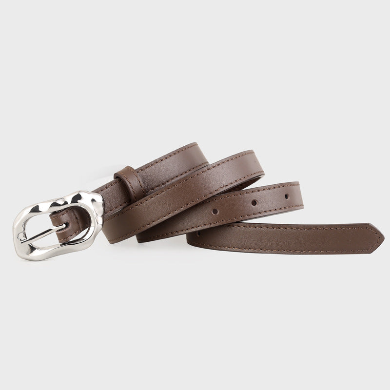 Leather Belt with Silver Buckle
