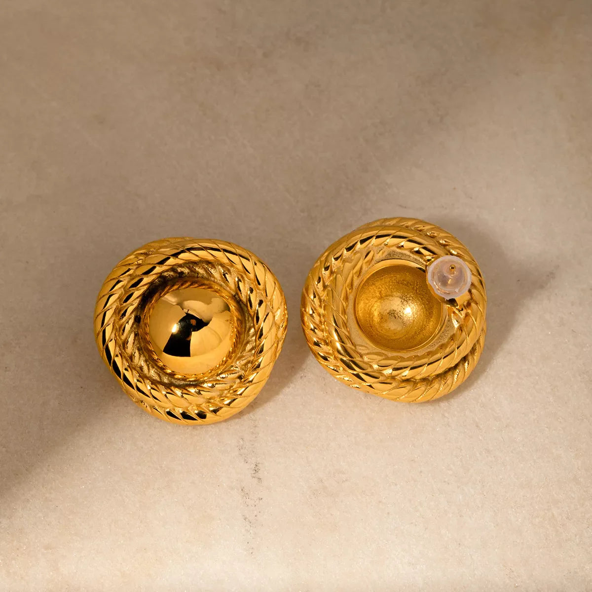 Twisted Rope Circle Stud Earrings