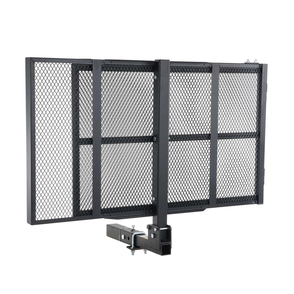 VEVOR Hitch Mount Cargo Carrier, Iron Hitch Cargo Rack With Folding Ramp, Hitch Rack Basket With Stabilizer And Straps, 500LBS Mobility Scooter Carrier Fit Hitch Receiver