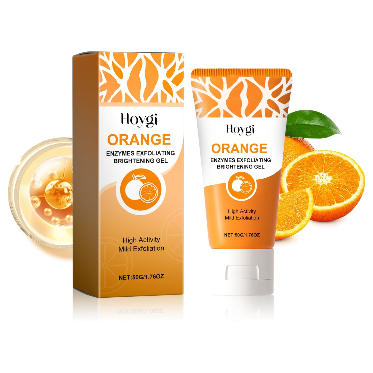 Hoygi Orange Enzymes Exfoliating Brightening Gel, Gently exfoliate blackheads, shrink pores, lighten and smooth delicate skin