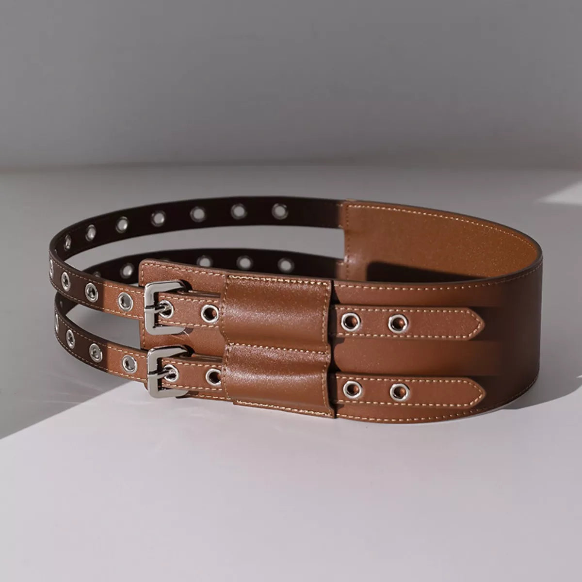 Double Row Grommet Wide Waist Belt