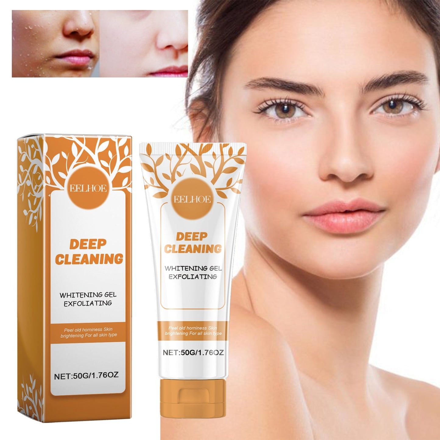 EELHOE Deep Cleaning Exfoliating Whitening Gel, Gentle Cleansing And Exfoliating Gel Nourishes Skin All Over