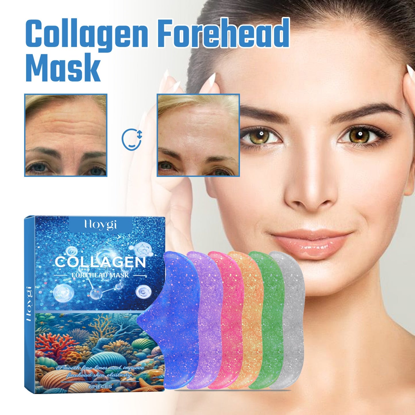 Hoygi Collagen Forehead Mask, Lip Line Fade, Remove Dead Skin, Prevent Dry And Crack, Moisturizing And Care Lip Mask