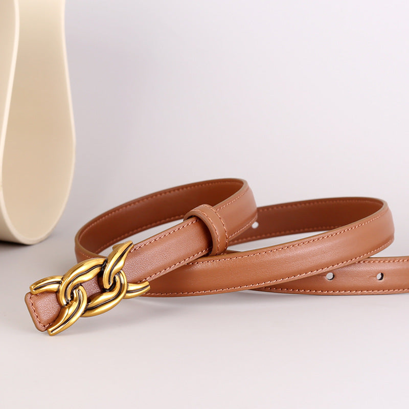 Chain Buckle Leather Belt