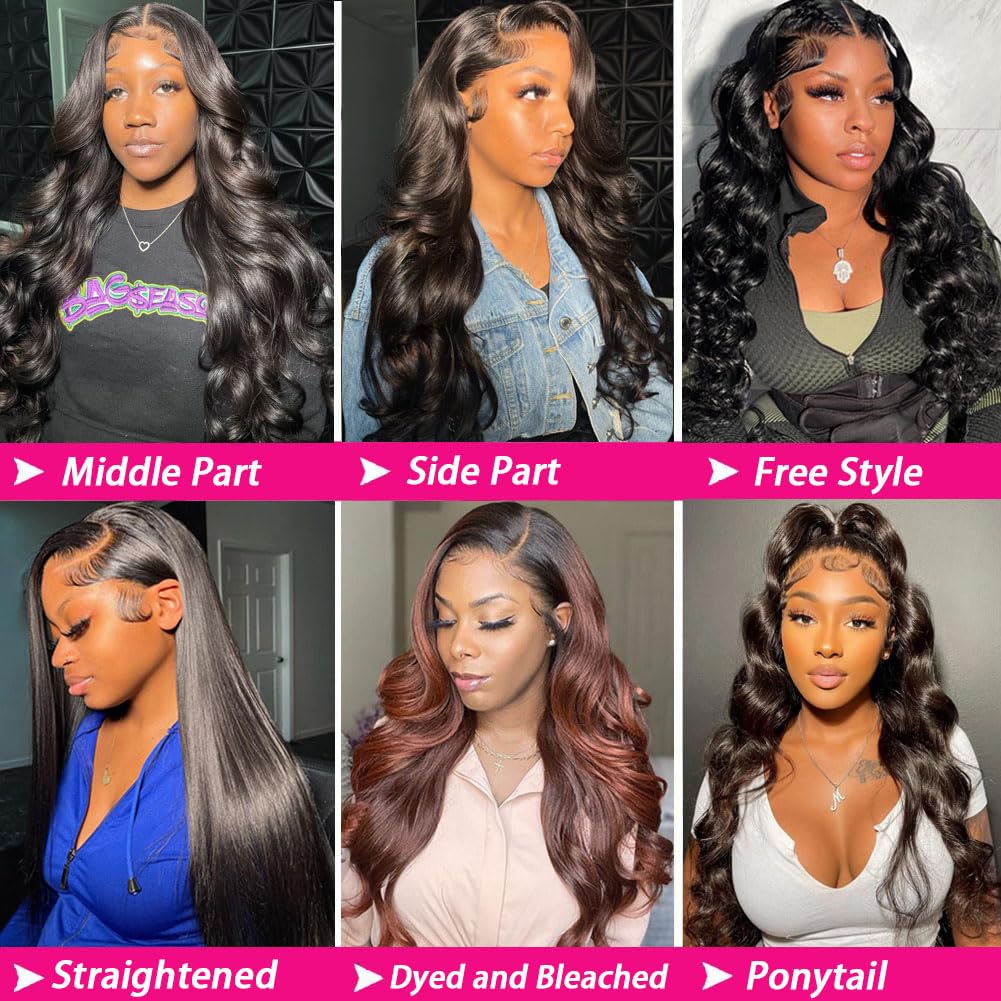 13x6 Front Lace Human Hair Wig, Natural Color, Body Wave, Density