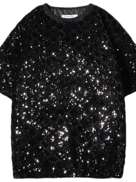 Men's Sequin Round Neck T-Shirt