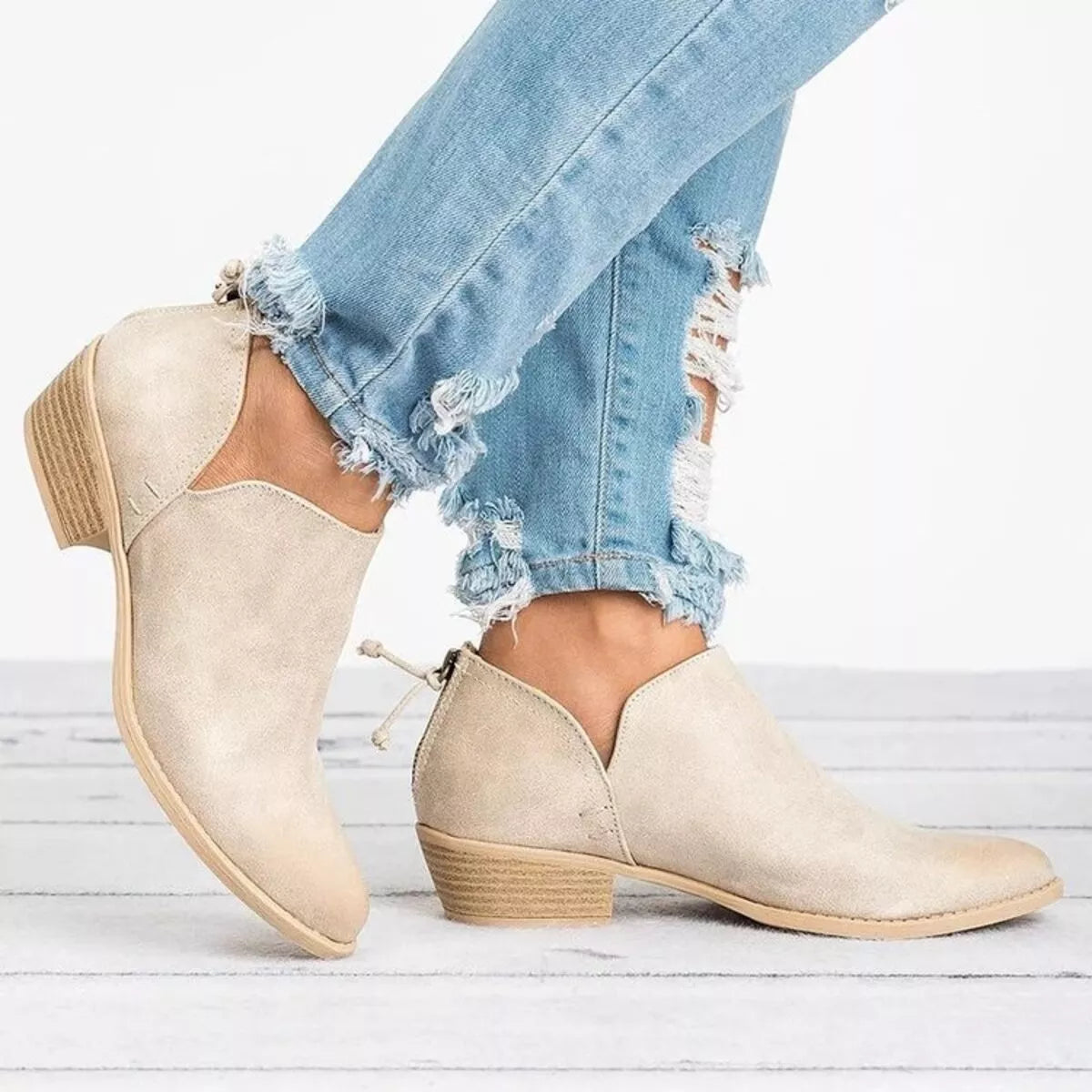 Point Toe Block Heels Boots