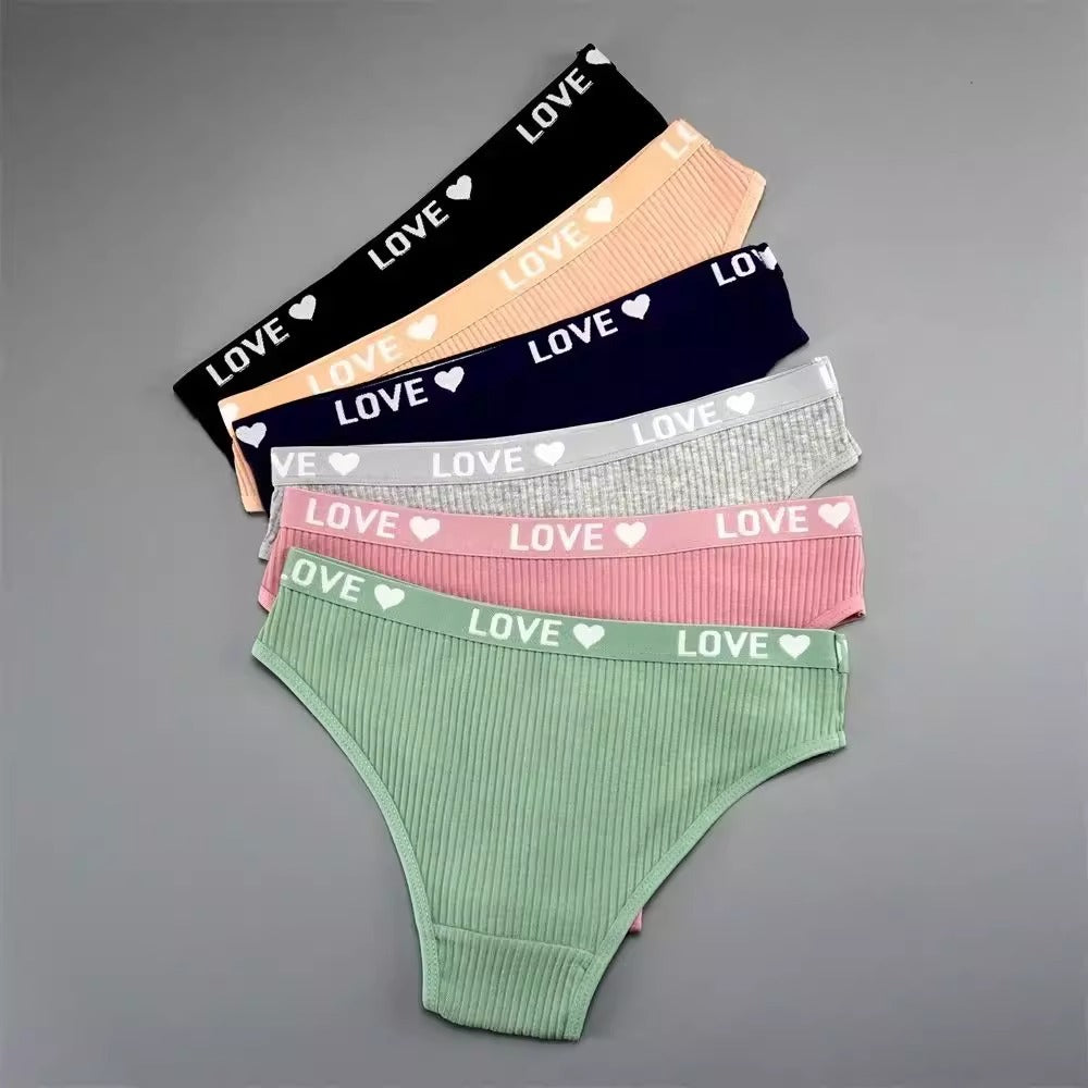 V-shaped Lady's Pure Cotton Ribbed Panties
