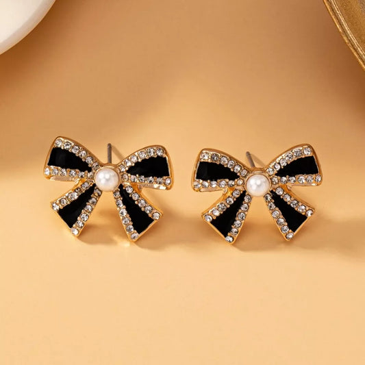 Bowknot Pearl Stud Earrings