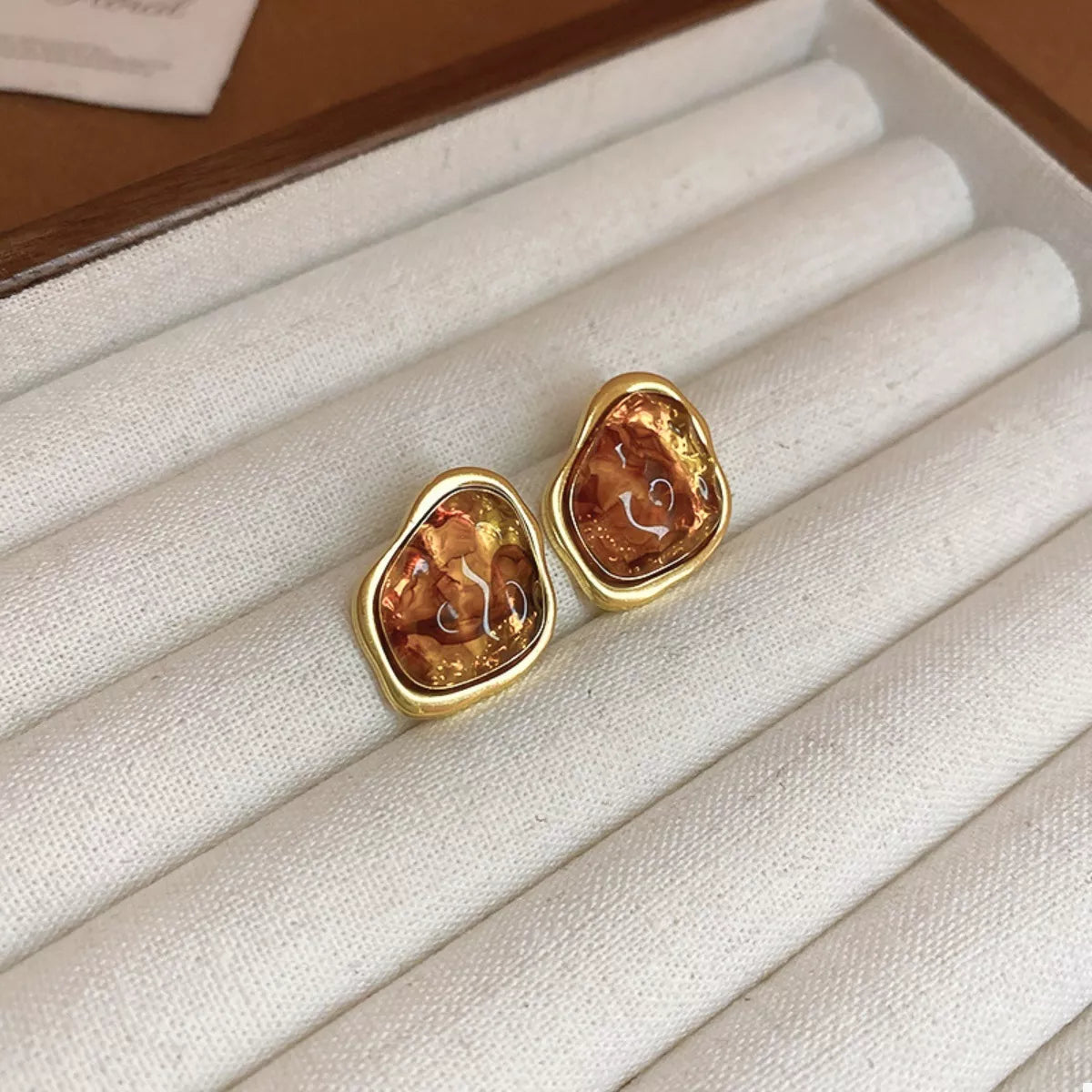 18K Gold-Plated Alloy Resin Geometric Earrings