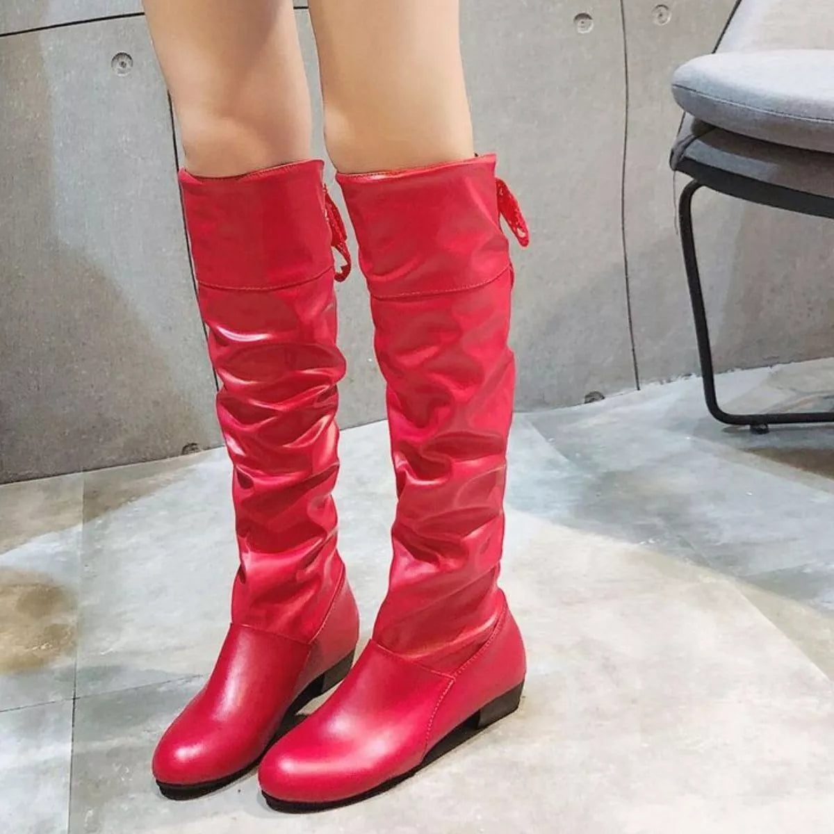 Round Toe Low Heel Boots