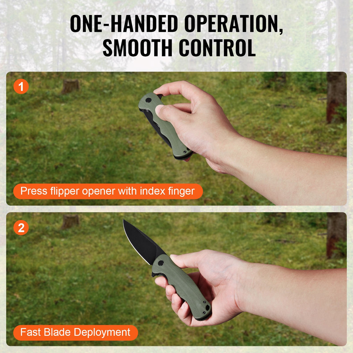 Folding Pocket Knife 3.5 In 8.8 Cm D2 Steel Blade G10 Handle Pocket Clip
