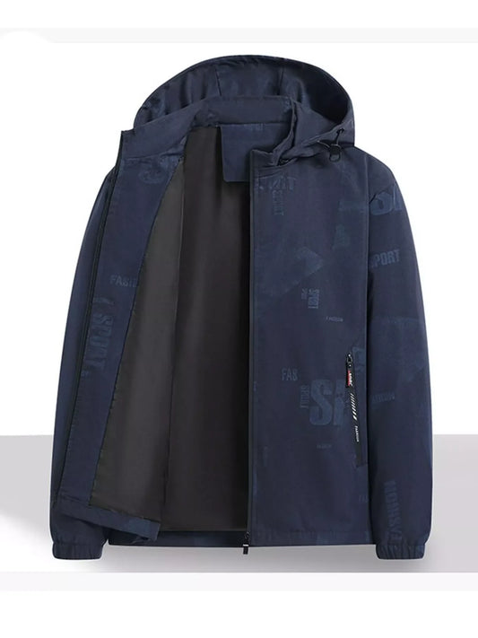 Men's Plus Size Zip Up Long Sleeve Hooded Jacket