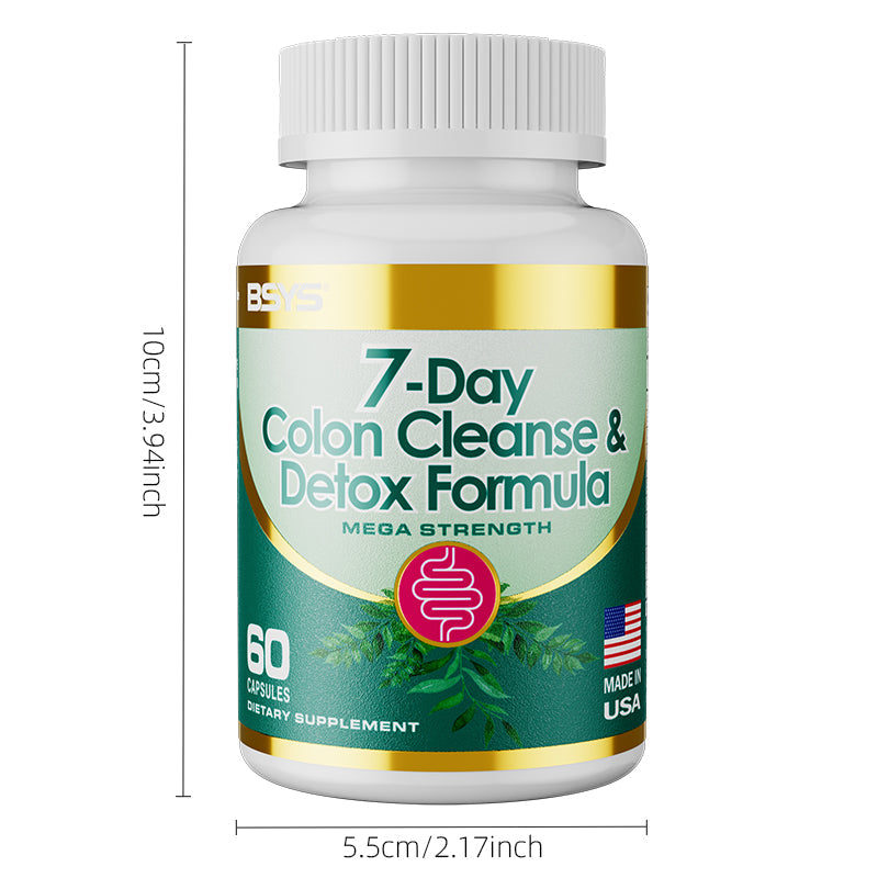 7 Day Colon Cleanse Detox Formula Capsules Digestive Support Supplement | 30 Capsules