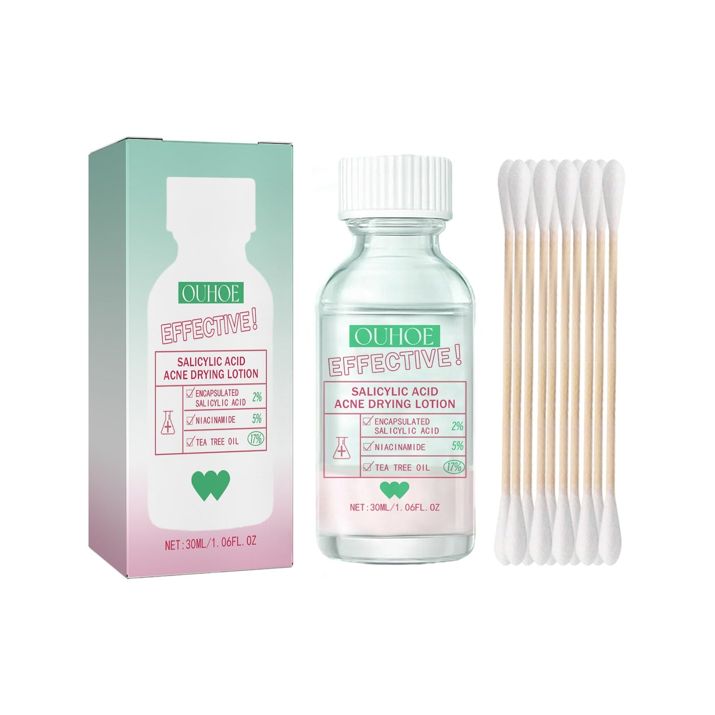 OUHOE Salicylic Acid Acne Lotion Gently Cares For Acne-Prone Skin, Refines Pores And Moisturizes Facial Skin