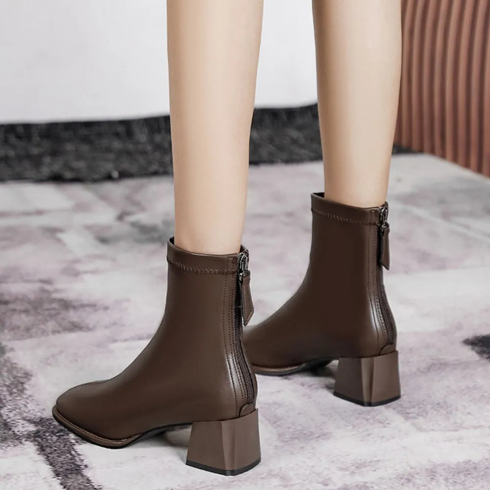 Round Toe Block Heels Boots