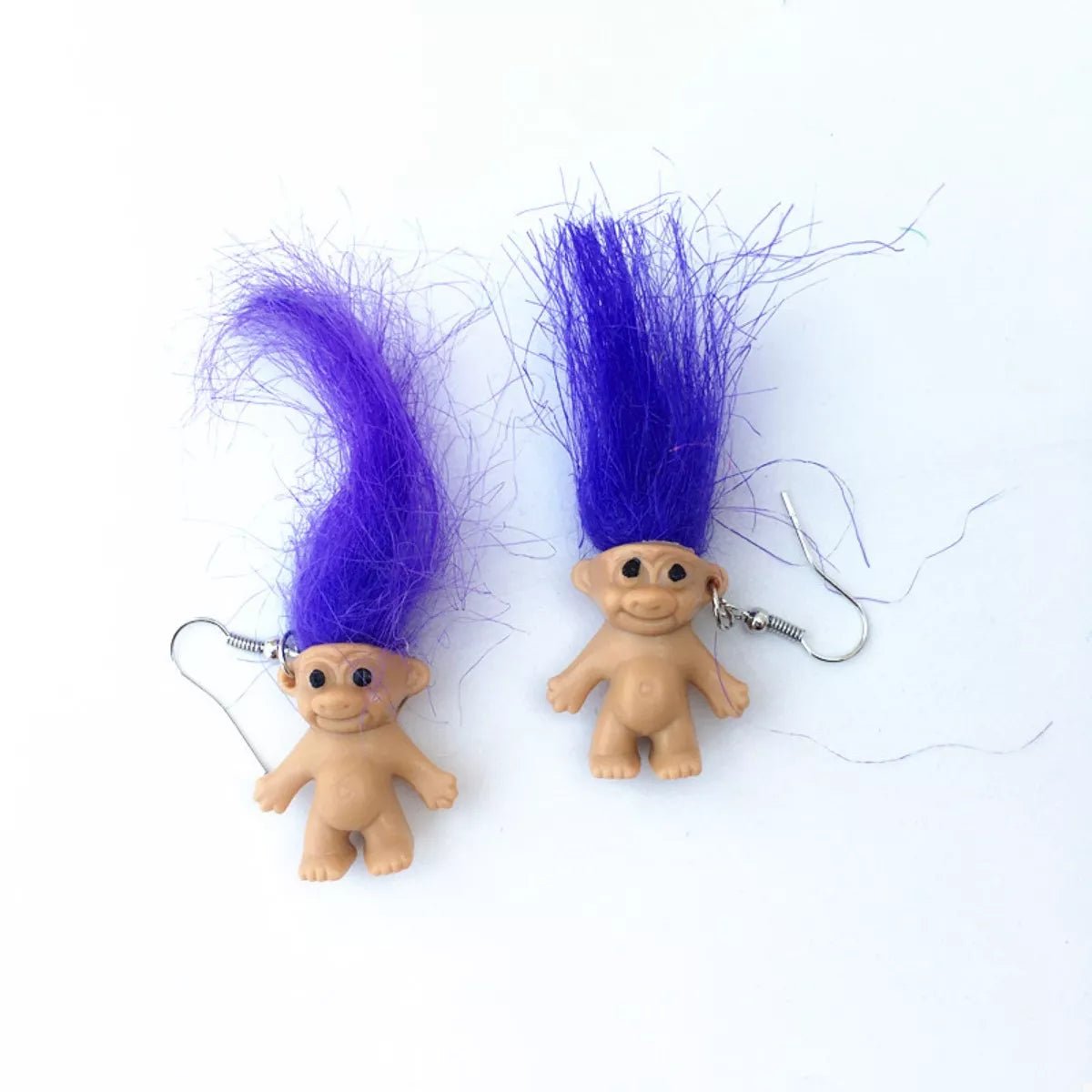 Whimsical Troll Doll Dangle Earrings