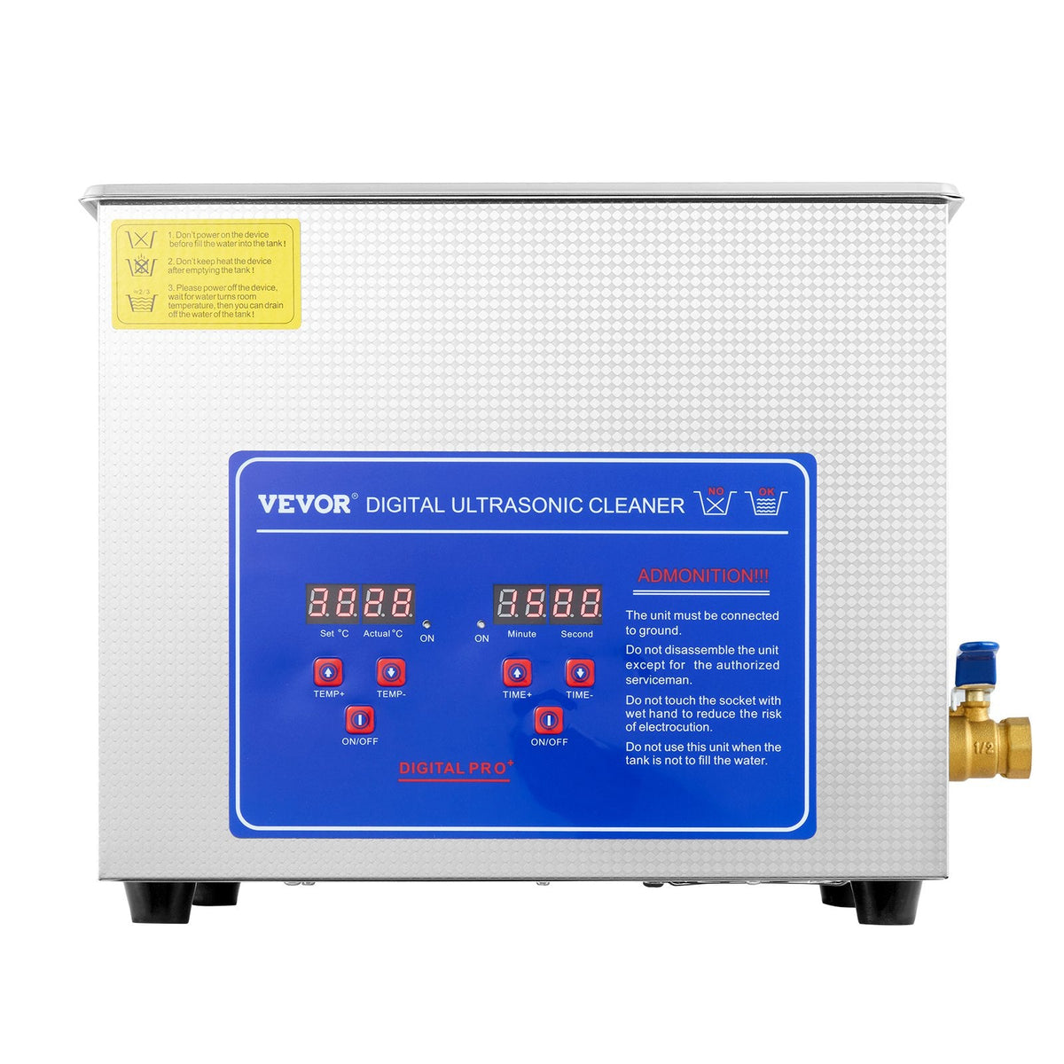 VEVOR Professional Ultrasonic Cleaner, 10L Ultrasonic Jewelry Cleaner With Digital Timer & Heater, Stainless Steel Industrial SonicCleaner 40kHz For Glasses, Watches, Rings, Small Parts